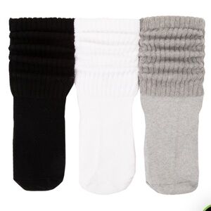 NEW Journeys Womens Slouch Socks 3 Pack - Black / White / Grey shoe 4-10